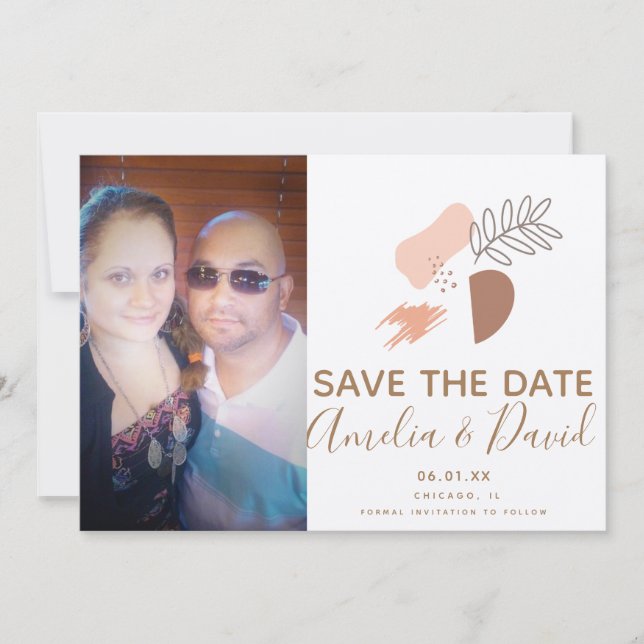 Tarjeta Resumen de Boho Hand-Drawn Save the Date Photo (Anverso)