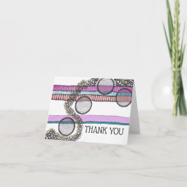 Tarjeta Resumen de diseño, franjas, círculos, gracias