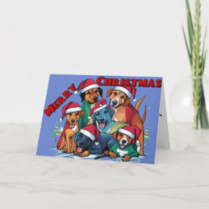 Tarjeta Resumen de divertidos perros de rescate en Navidad