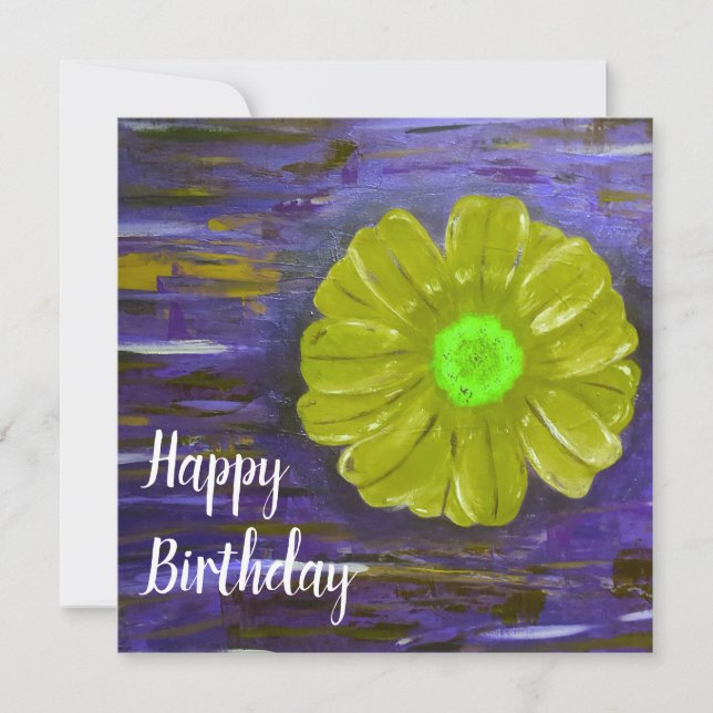 Tarjeta Resumen de la flor verde Cuta de cumpleaños abiert (Anverso)