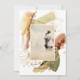 Tarjeta Resumen de la pareja de navidad de floral moderna
