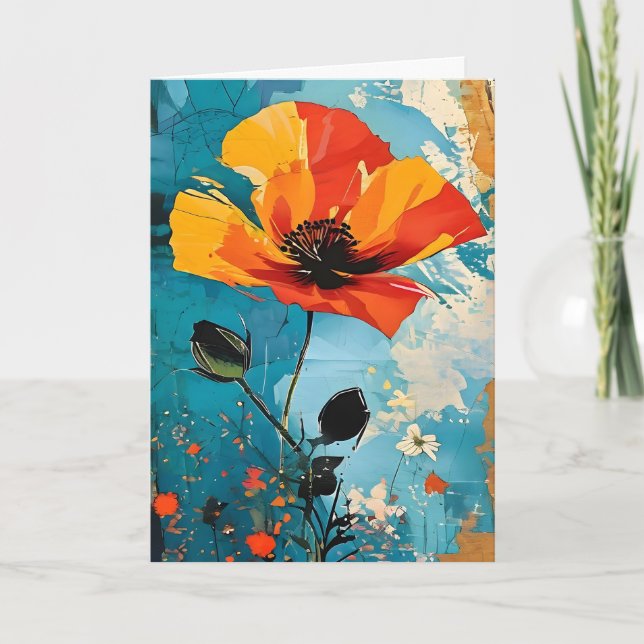 Tarjeta Resumen de la pintura de las flores Cumpleaños (Anverso)