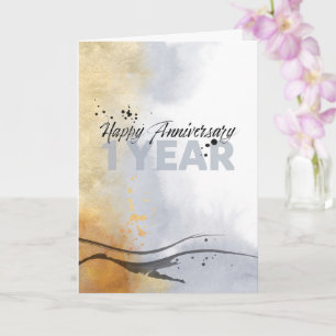 Tarjeta Resumen de tinta artística del primer aniversario