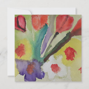 Tarjeta Resumen de tulipanes y flores de primavera plano