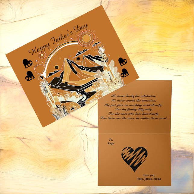 Tarjeta Resumen del Día de los Padres del Paisaje Forestal (Abstract Art Mountain Landscape Forest Fathers Day Card)
