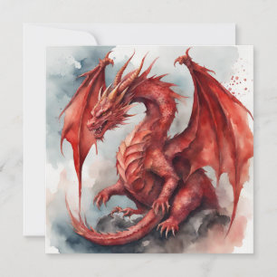 Tarjeta Resumen del Dragón Rojo Mundial de Fantasía