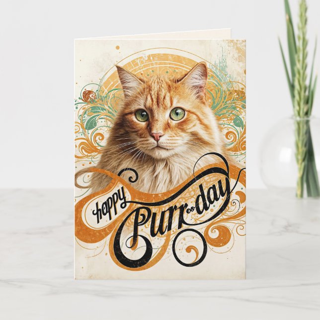 Tarjeta Resumen del Ginger Cat de cumpleaños (Anverso)