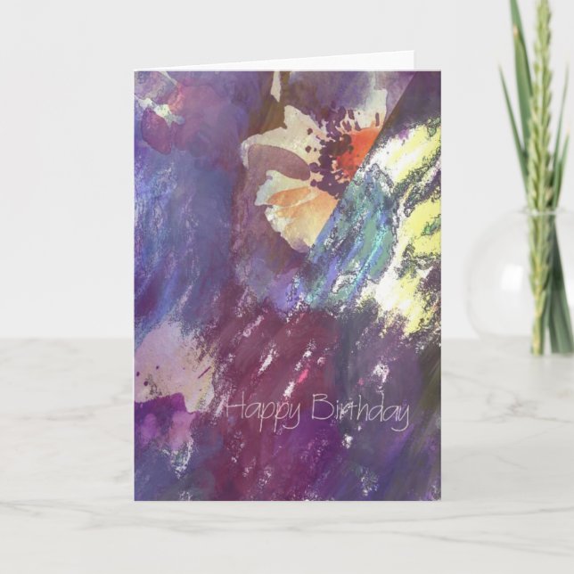 Tarjeta Resumen feliz de cumpleaños de Floral (Anverso)