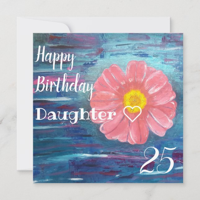 Tarjeta Resumen Hija Personalizado de Flores Cumpleaños (Anverso)