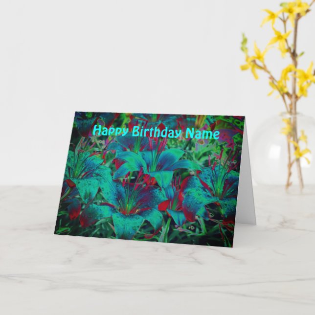 Tarjeta Resumen Las Flores De Lirio Azul Cumpleaños Person (flor amarilla)