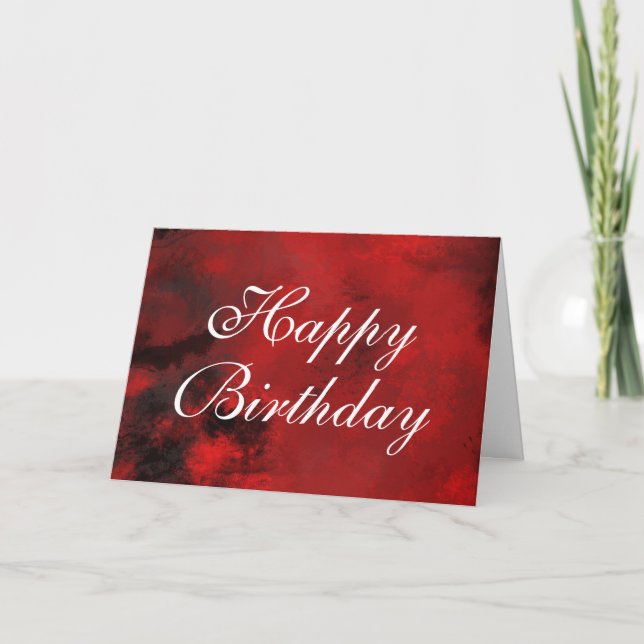 Tarjeta Resumen negro y rojo moderno feliz cumpleaños (Anverso)