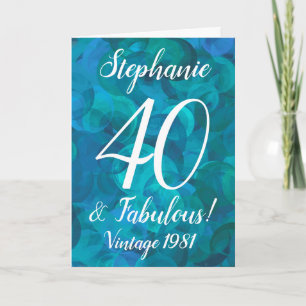 Tarjeta Resumen Ocean Blue Verde azulada 40 y fabuloso cum