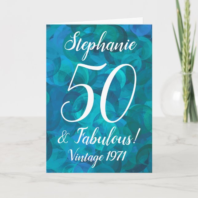 Tarjeta Resumen Ocean Blue Verde azulado 50 y fabuloso cum (Anverso)
