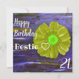 Tarjeta Resumen Personalizado de Flor Verde Bestie Cumplea