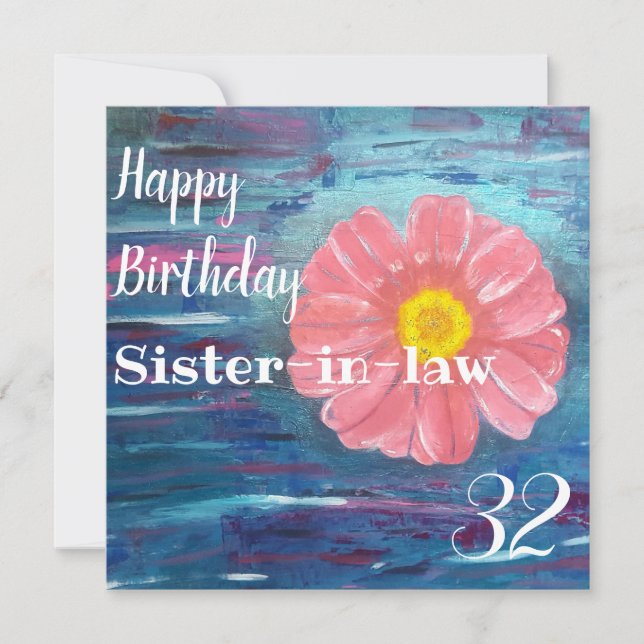 Tarjeta Resumen Personalizado de Flores Hermana Cumpleaños (Anverso)