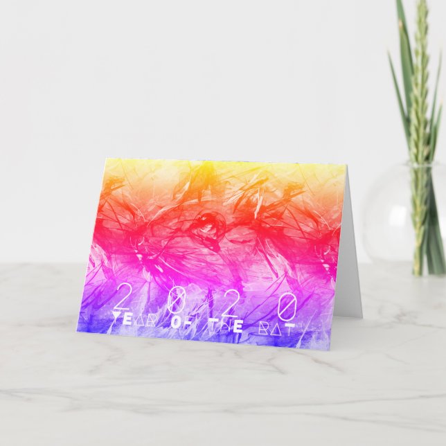 Tarjeta Resumen Pintando el año de la rata china cumpleaño (Anverso)
