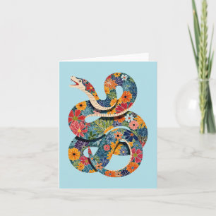 Tarjeta Resumen Pintura colorida de serpiente floral