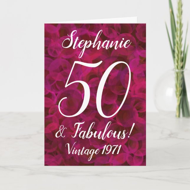 Tarjeta Resumen Rosa Roja 50 y fabuloso cumpleaños (Anverso)