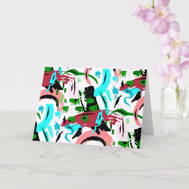 Tarjeta Resumen rosa y acuático (Orquídea)