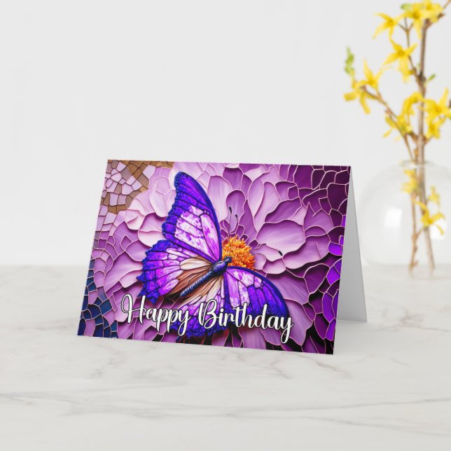 Tarjeta Resumen Whimsical Butterfly Happy Birday (flor amarilla)