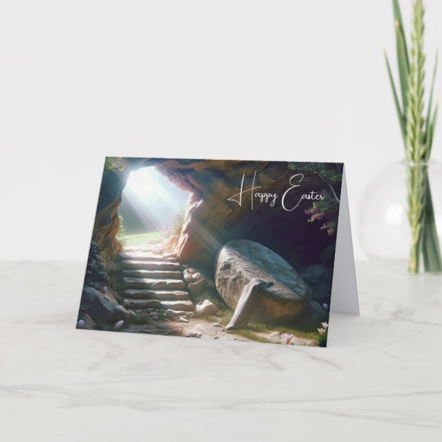 Tarjeta Resurrección Domingo de Pascua Tumba vacía (Anverso)