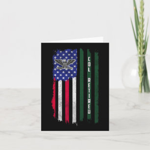 Tarjeta Retirado O6 Coronel Col Rank American Flag Veteran