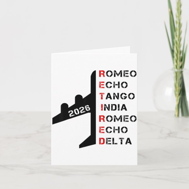 Tarjeta Retired Lot 2026 Phonetic Alphabet Retirement Gift (Anverso)