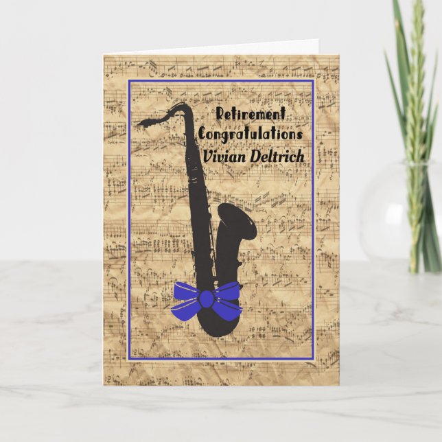 Tarjeta Retirement Card for Musician Notes and Sax (Anverso)