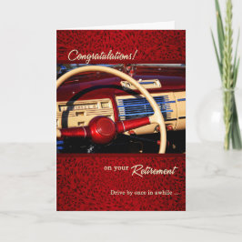 Tarjeta Retirement Felicitaciones Classic Car Deep Red
