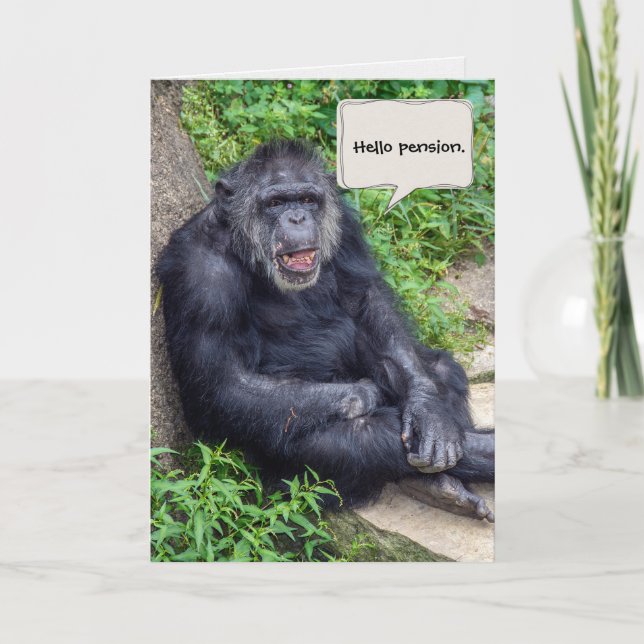 Tarjeta Retiro feliz del chimpancé (Anverso)