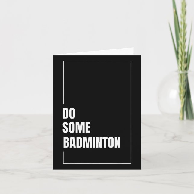 Tarjeta Reto de juego de bádminton dinámico con raqueta de (Anverso)