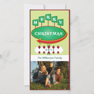 Tarjeta retra de la foto del Rótulo del navidad