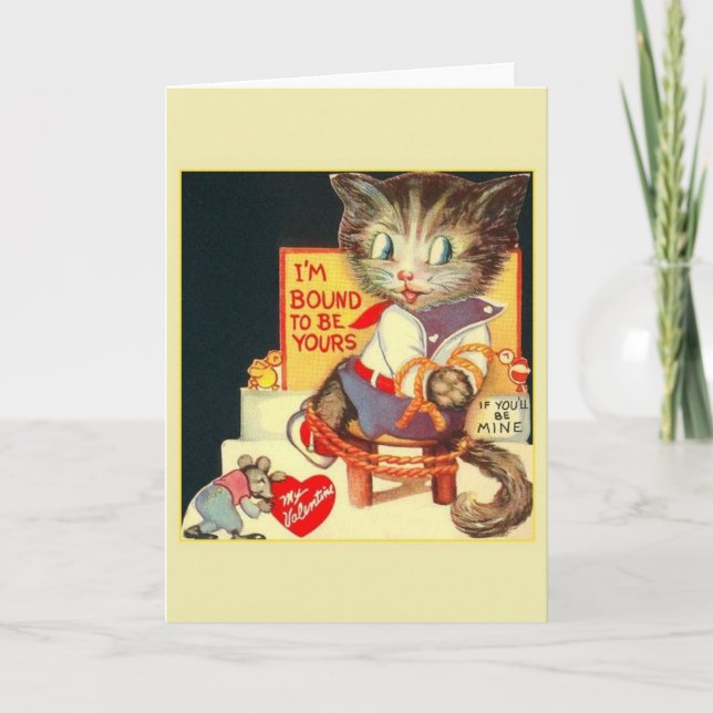 Tarjeta retra del el día de San Valentín del gato (Anverso)