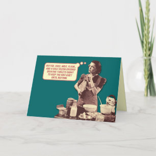 Tarjeta retra divertida del ama de casa