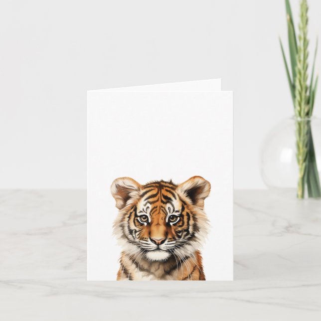 Tarjeta Retrato acuarela de un pequeño tigre (Anverso)