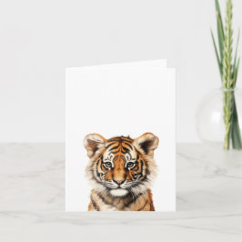 Tarjeta Retrato acuarela de un pequeño tigre