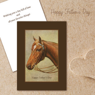 Tarjeta Retrato de caballo de castaño Día del Padre