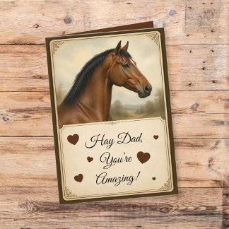 Tarjeta Retrato de caballo vintage Día del padre granja