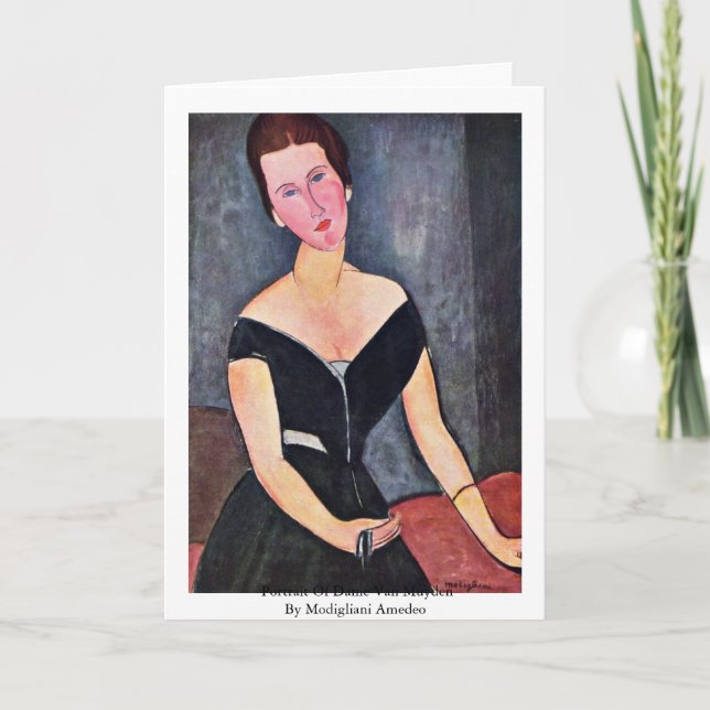 Tarjeta Retrato de dama Van Muyden By Modigliani Amedeo (Anverso)