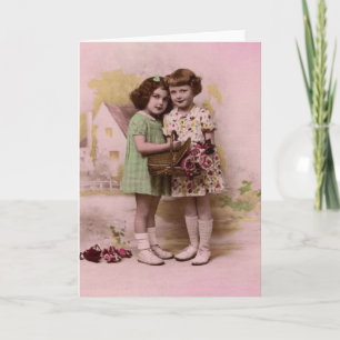 Tarjeta Retrato de dos chicas franceses jovenes