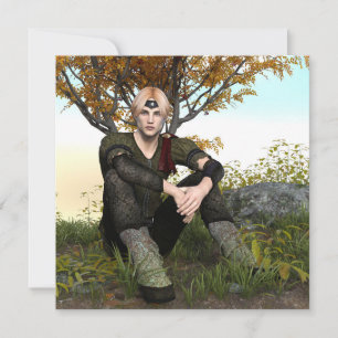 Tarjeta Retrato de fantasía del príncipe del bosque mediev