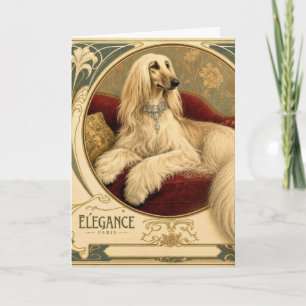 Tarjeta Retrato de galgo afgano elegante de cumpleaños