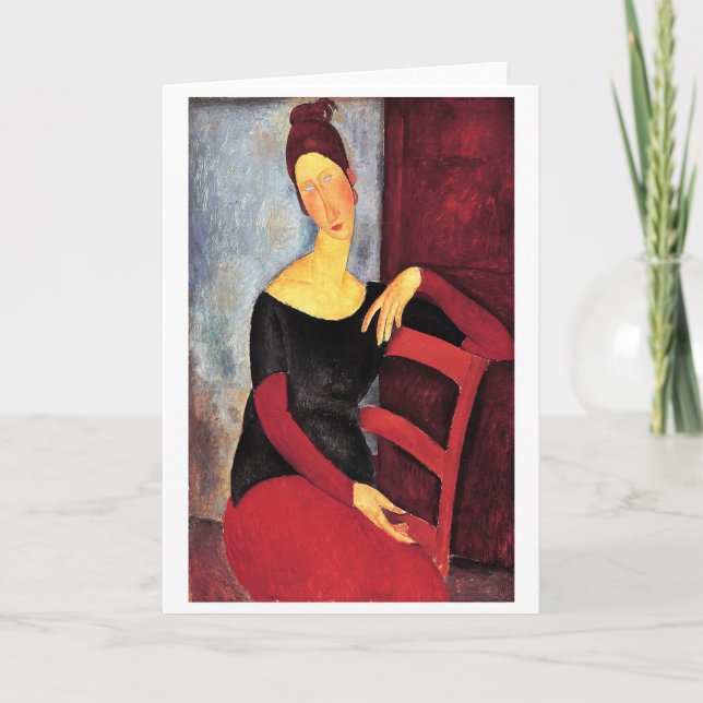 Tarjeta Retrato de la esposa del artista, Modigliani (Anverso)