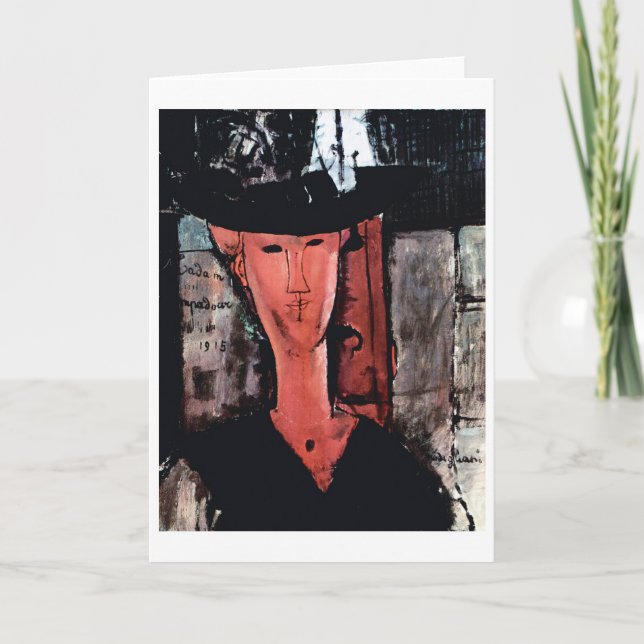 Tarjeta Retrato de la señora Pompadour, Modigliani (Anverso)