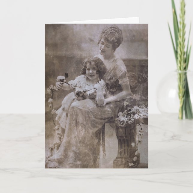Tarjeta Retrato de madre e hijo de la vieja Sepia (Anverso)
