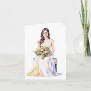 Tarjeta Retrato de mujer B - acuarelas y pluma