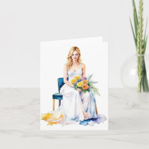 Tarjeta Retrato de mujer C - acuarelas y pluma