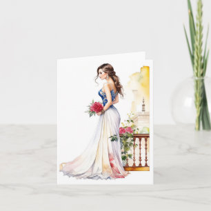 Tarjeta Retrato de mujer G - acuarelas y pluma