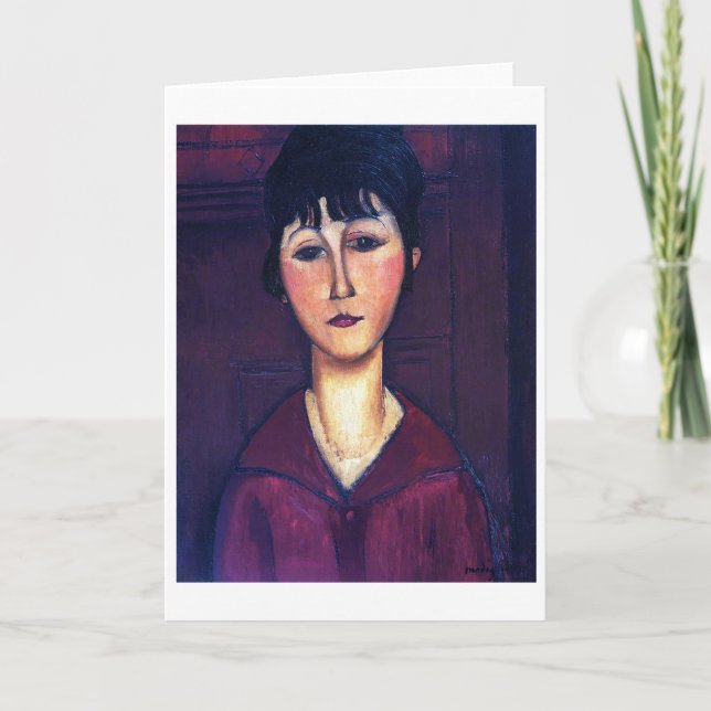 Tarjeta Retrato de mujer joven, Modigliani (Anverso)