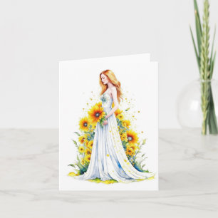 Tarjeta Retrato de mujer L - acuarelas y pluma